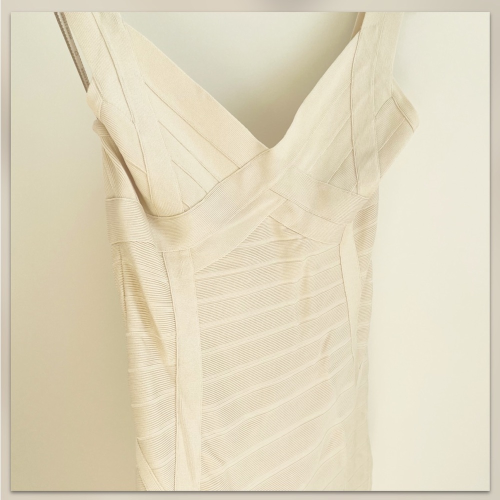 Hervé Léger Cream Bandage Dress Bodycon Sleeveless Mini M - Picture 6 of 13
